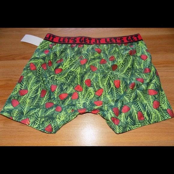 Men’s Christmas Holiday Boxer Briefs Let’s Get Lit Green Red New Mad Engine - Picture 3 of 3